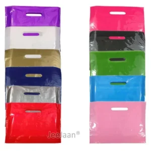 Coloured Plastic Carrier Bags Strong Patch Handle Boutique Retail Shopping Bags