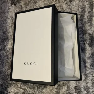 Empty Shoe Box - Gucci Gift Box with Tissue & Ribbon - 12x8x4 Black/White