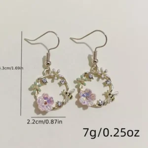 Flower Enamel Bee Earrings - Bumble Honeybee Hoop Drop - Gold Plated - Gift Boutique
