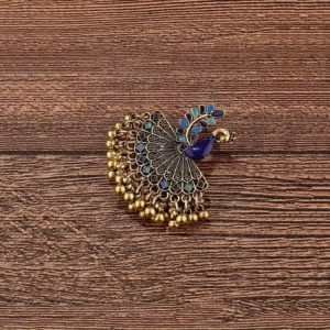 Peacock Earrings: Gold Art Nouveau Retro VTG CZ Deco Dangle Earrings