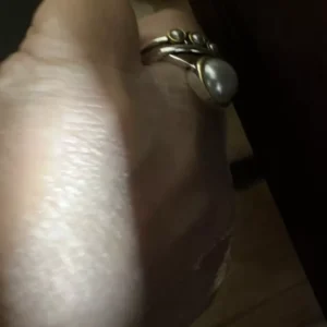 Pearl Ring Size 10, Silver-Gold Two Tone, Bezel Setting, Boho Style