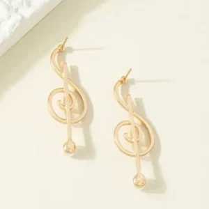 Treble Clef Earrings Gold Faux Pearl Music Gift - Boho Chic Jewelry